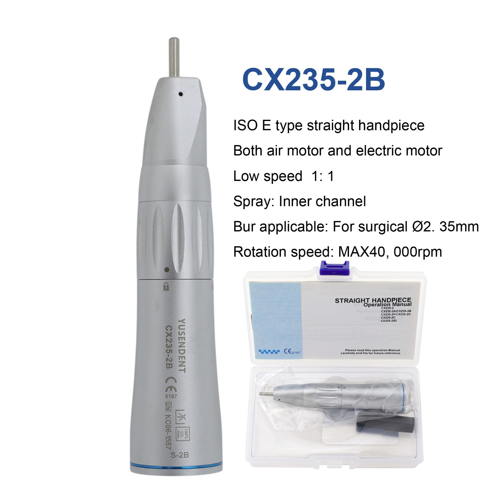 COXO Dental Straight Nose Cone Handpiece Fiber Optic Inner Water KAVO ISO E type