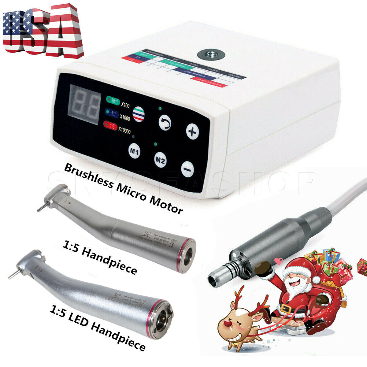 Dental LED Brushless Electric Micro Motor / 1:5 Increasing Handpiece Fit NSK YBB