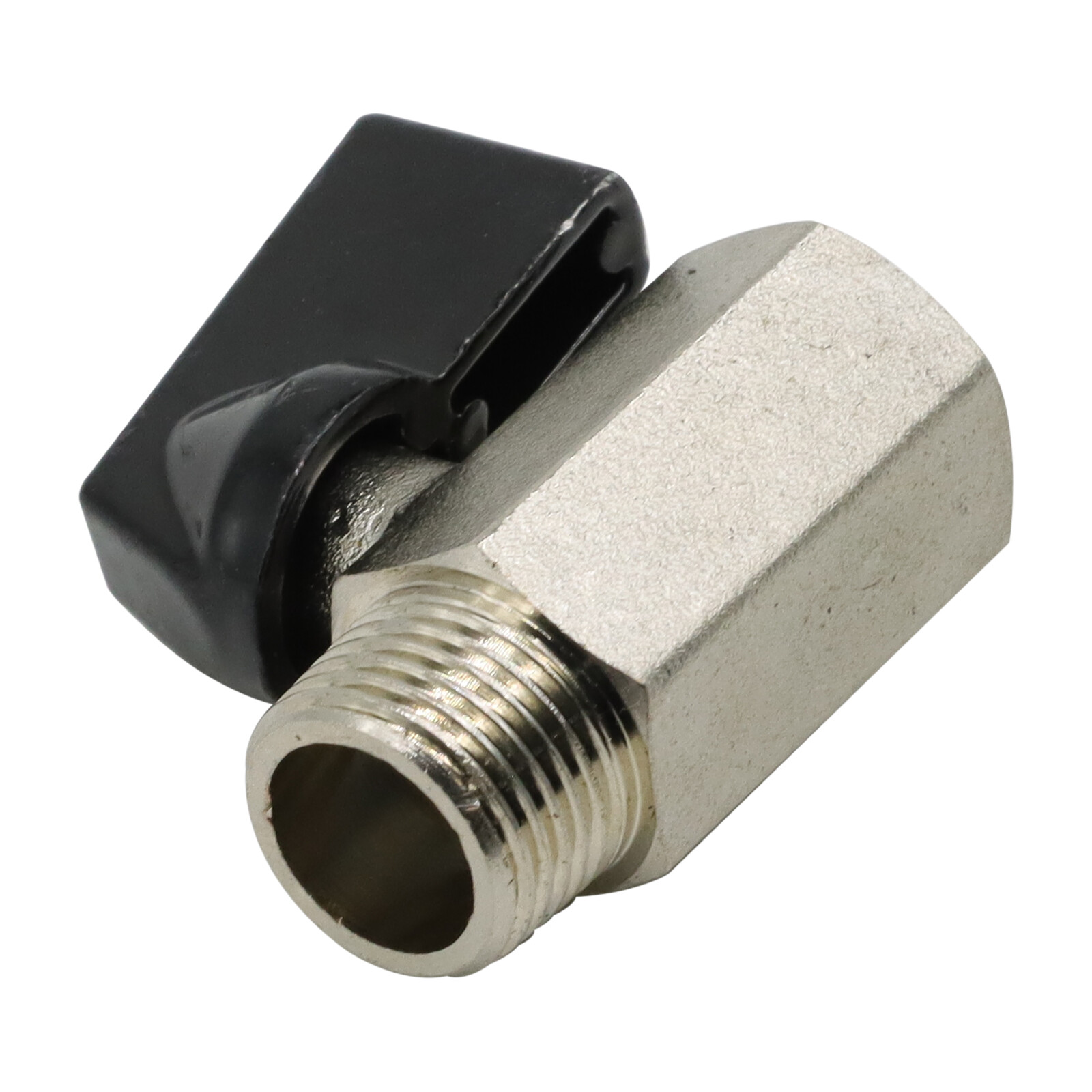 3/8 NPT Brass Mini Ball Valve, 1 Pack NPT Female to Male Shut-Off Valve, Black