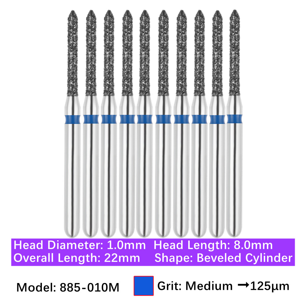 10pc Dental FG Diamond Burs Bevel Cylinder & Gingival Curetage Polishing Burs