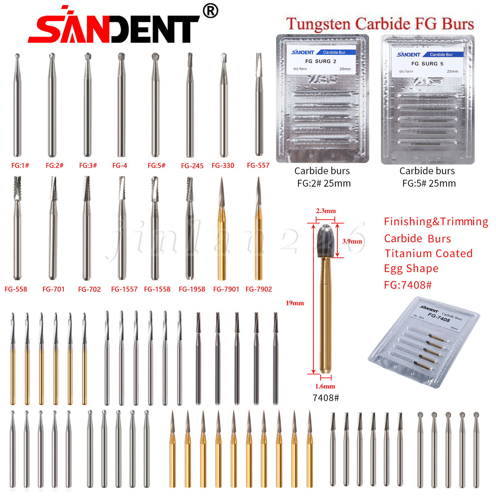 Dental Tungsten Carbide Bur FG RA CA HP Drills Burr For High/Low Speed Handpiece