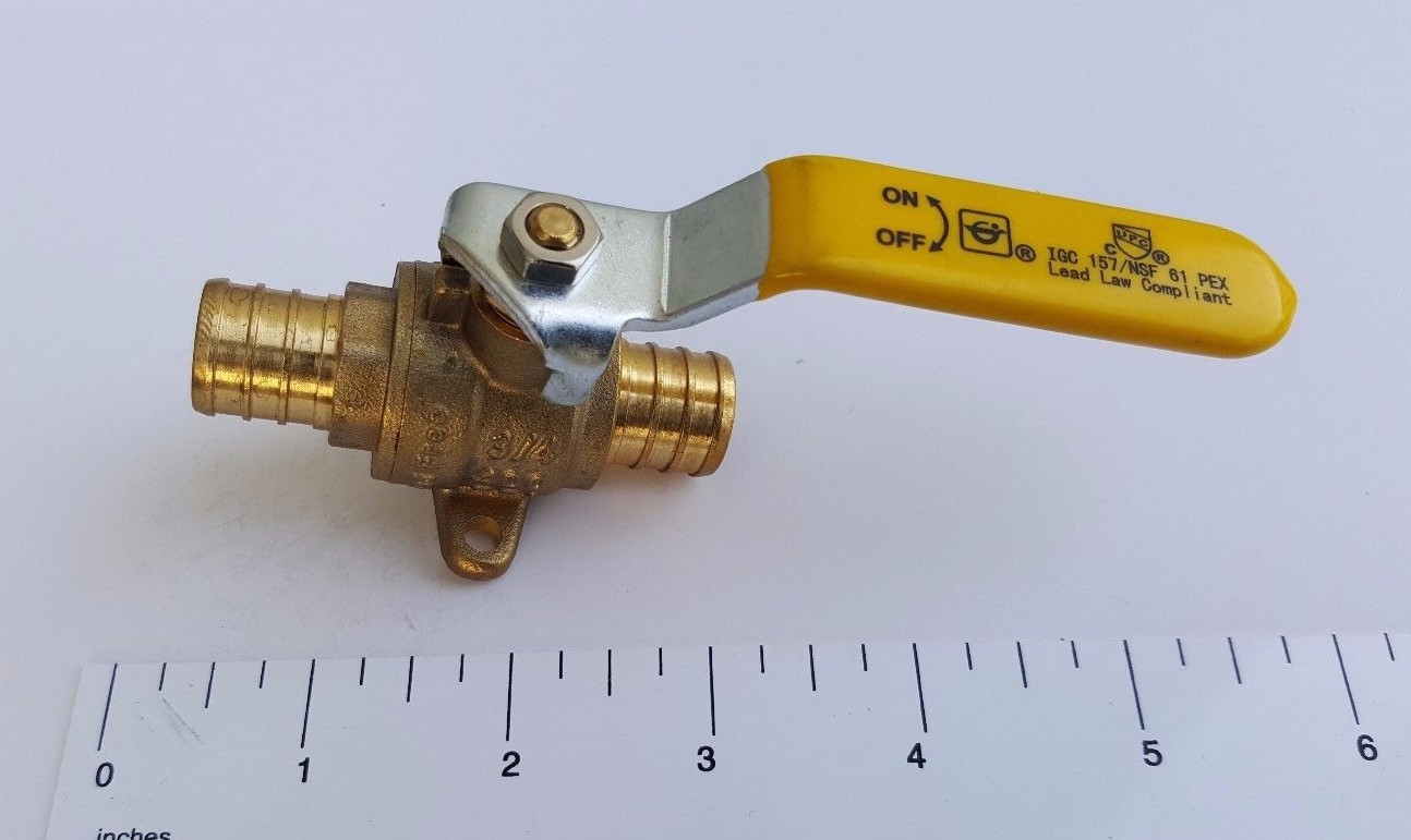 1 Pc. 3/4″ Pex Ball Valve with Drop Ear, Lead Free Brass, Full Port, 24-3-4=1