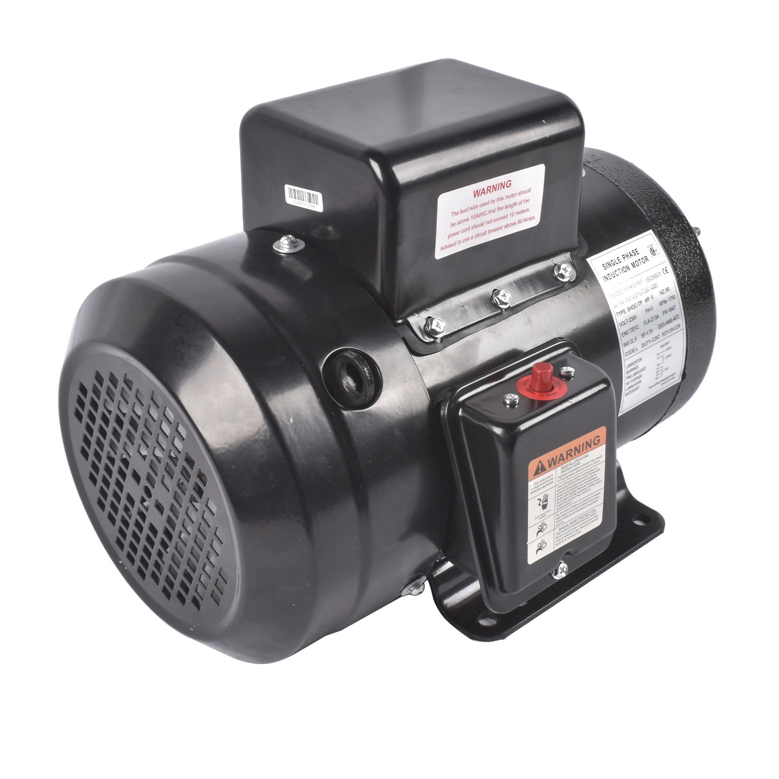 5 HP Farm Duty Single Phase Electric Motor 1800RPM 184T Frame TEFC 208/230Volt