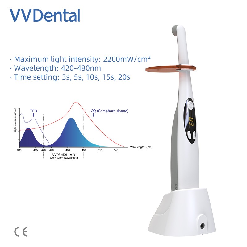VVDental Wireless LED Curing Lamp 2200mW/c㎡ Led Resin Cure Light Resina Lampara