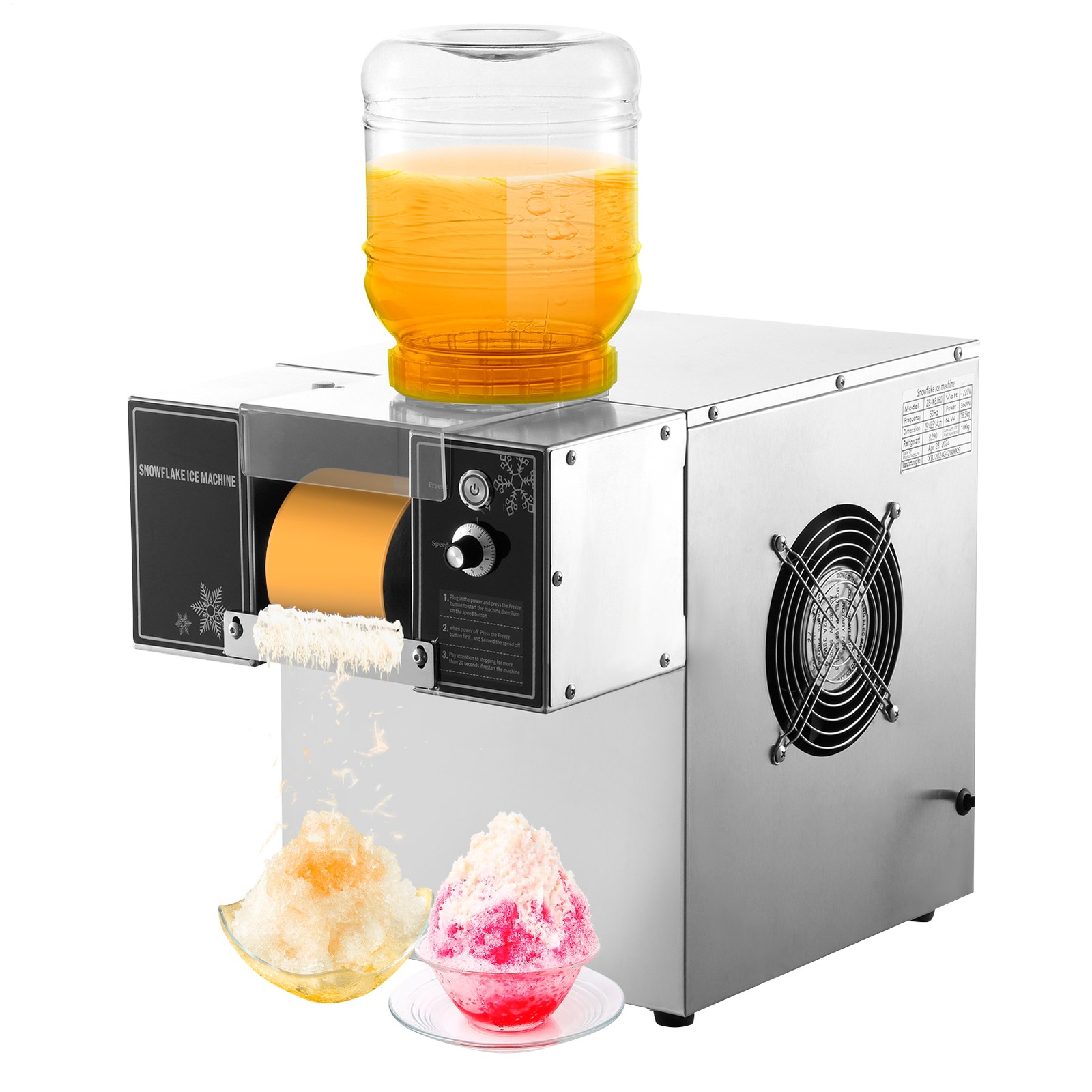 Commercial Snowflake Machine Ice Shaver Snow Cone Shaving Maker Adjustable Speed