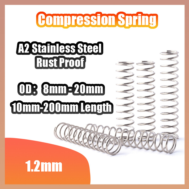 1.2mm A2 Stainless Steel Compression Spring 8-20mm OD 10-200mm Length Rust Proof