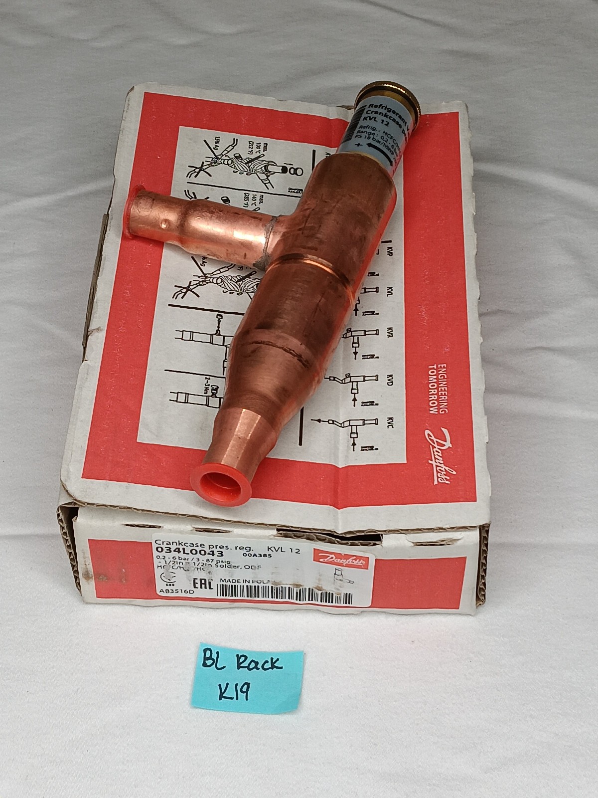 Danfoss 034L0043 Model KVL12 1/2 Inch ODF Bypass Crankcase Pressure Regulator