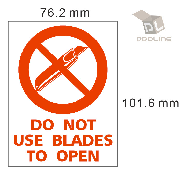 1 Roll 500 Labels 3×4 Do Not Use Blades To Open Warning Stickers