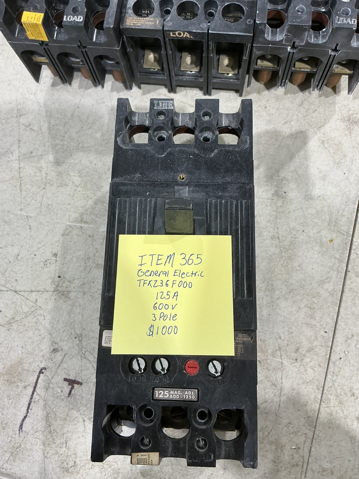 General Electric Breaker TFK236F000 125 AMPS 600 VOLTS 3 POLE