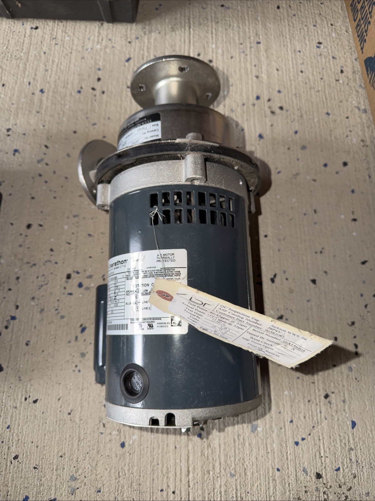 Marathon Electric Motor 3/4hp 3450RPM 1-Ph 60Htz Jet Pump 115V 56J Frame