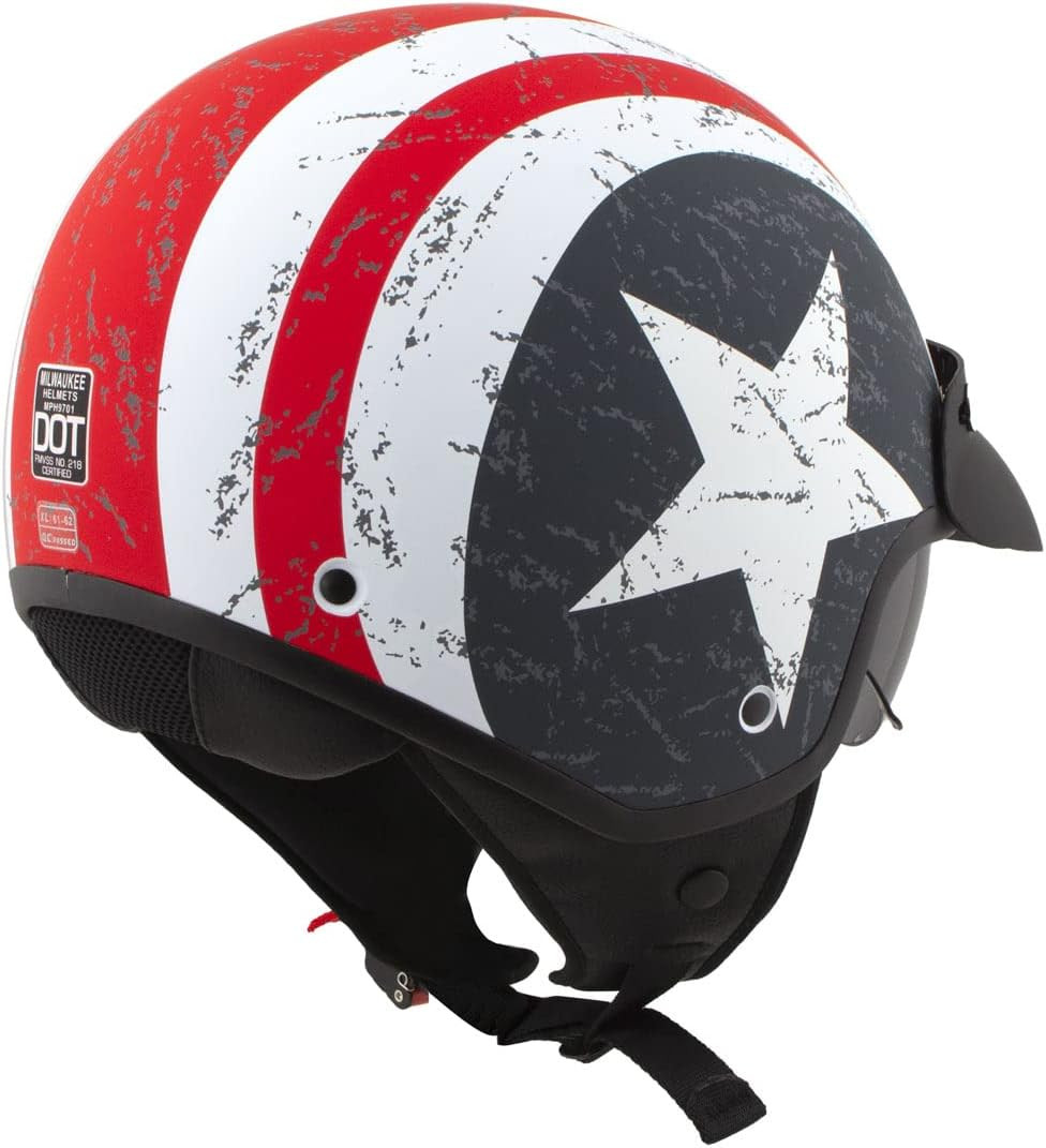 MPH9701DOT ‘Maverick’ 3/4 Open Face Stars and Stripes Motorcycle Helmet for Men