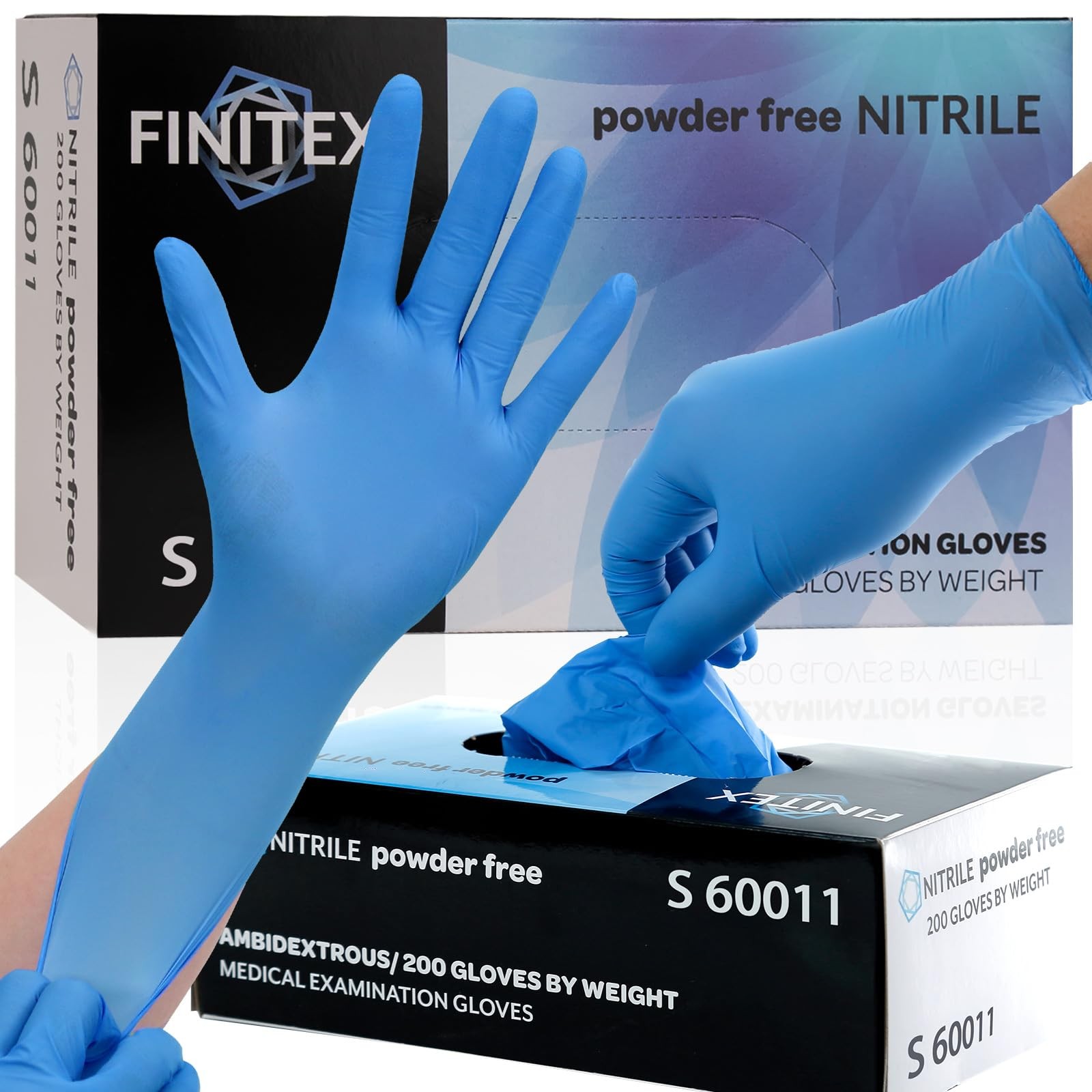 FINITEX Blue Disposable Nitrile Exam Gloves – 200 PCS/BOX 3.5mil Rubber