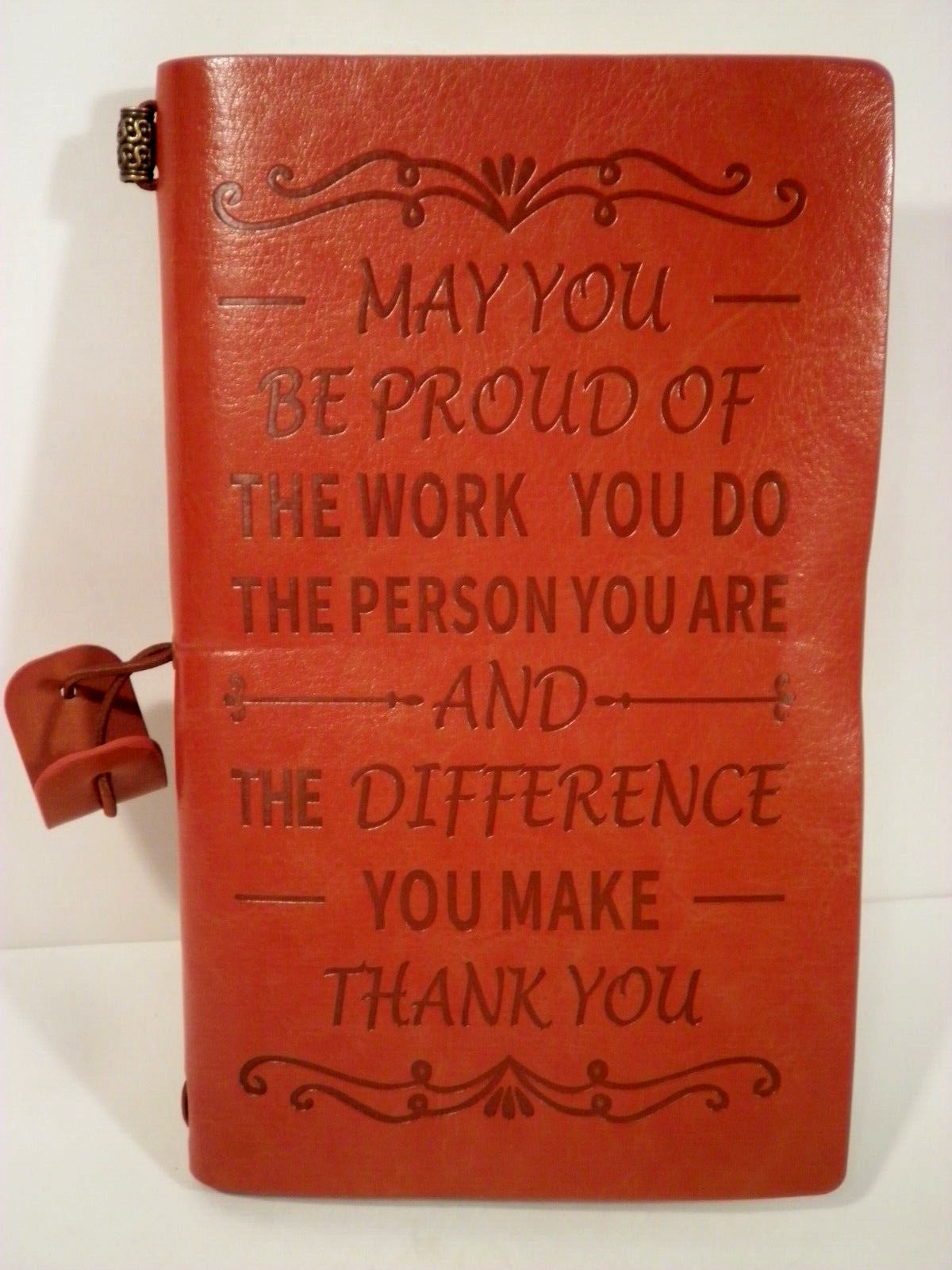 NIP Brown Leather Organizer Notebook May You Be Proud Difference You Make Thanks