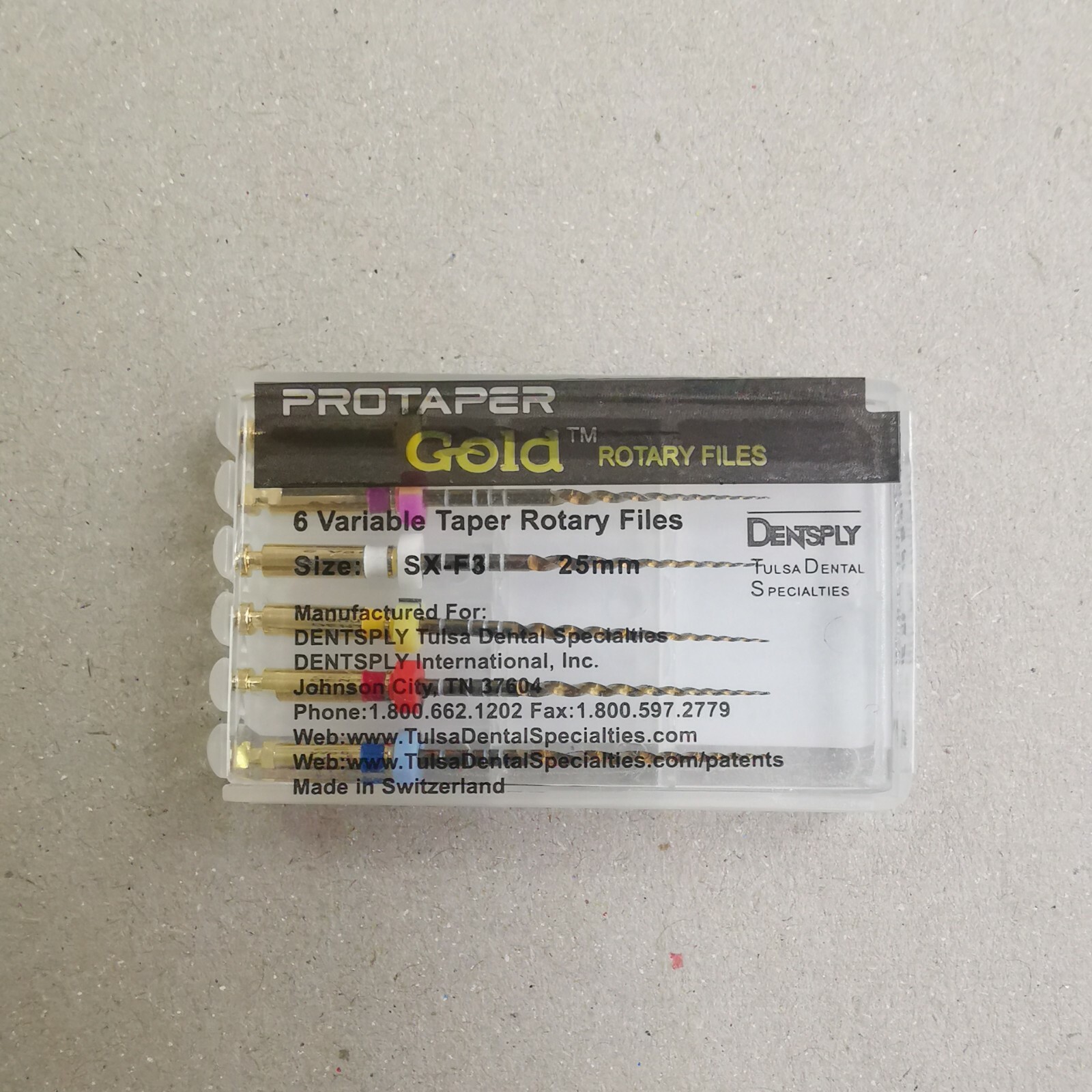 Protaper Gold Rotary Files 25mm SX-F3 Dentsply Tulsa Assorted Endodontics 10Pks