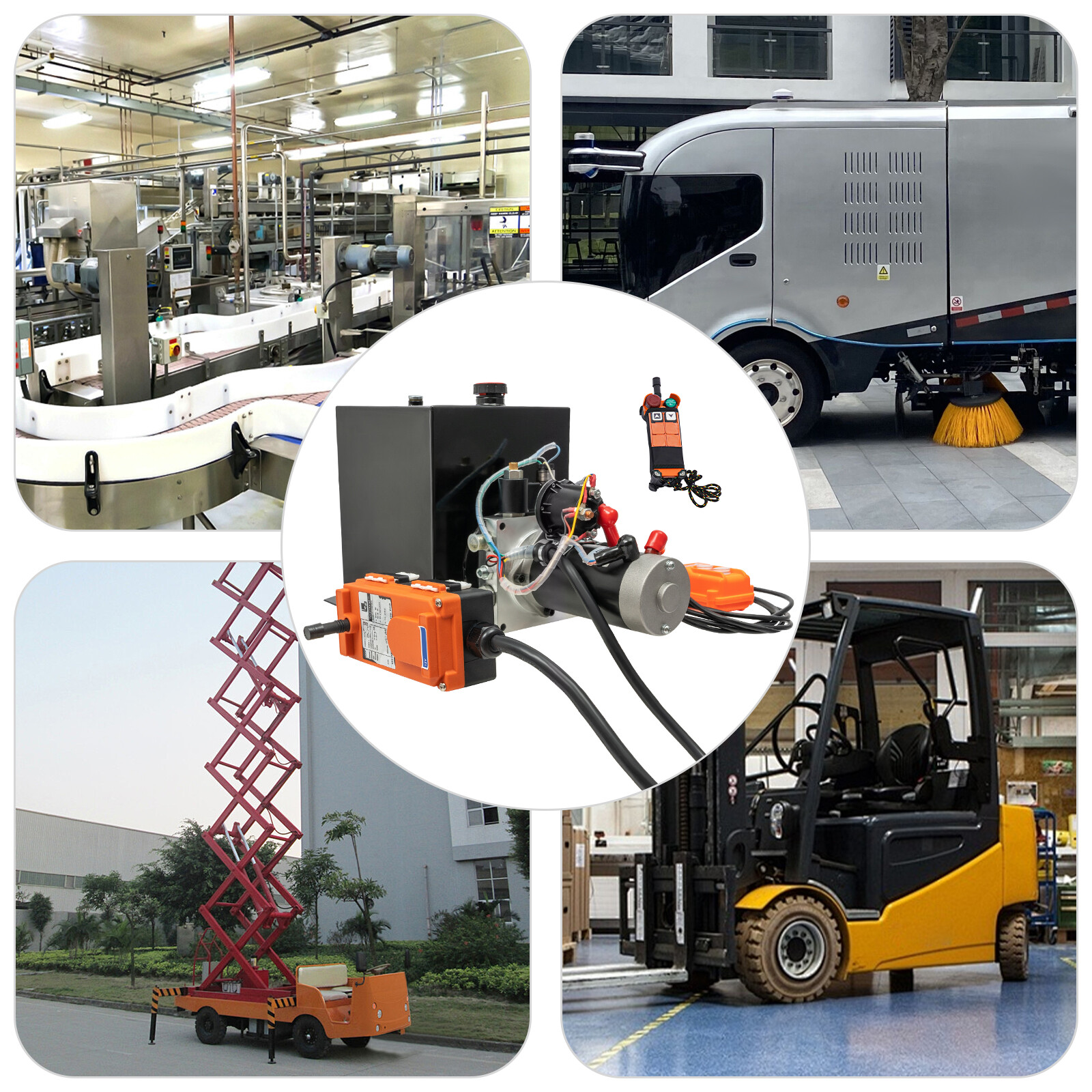 8QT Single Acting Hydraulic Pump Power Unit with Wireless Remote Control 12V
