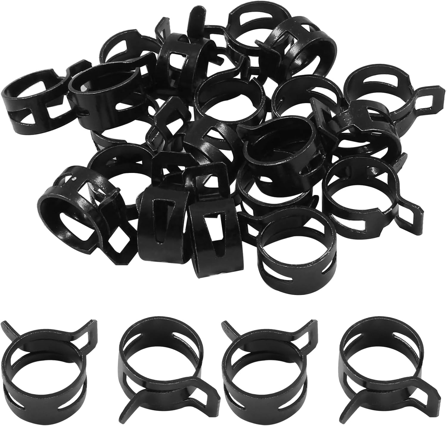 20Pcs Fuel Line Spring Hose Clamps- 13mm Inner Dia, Steel Spring Band Type Clamp