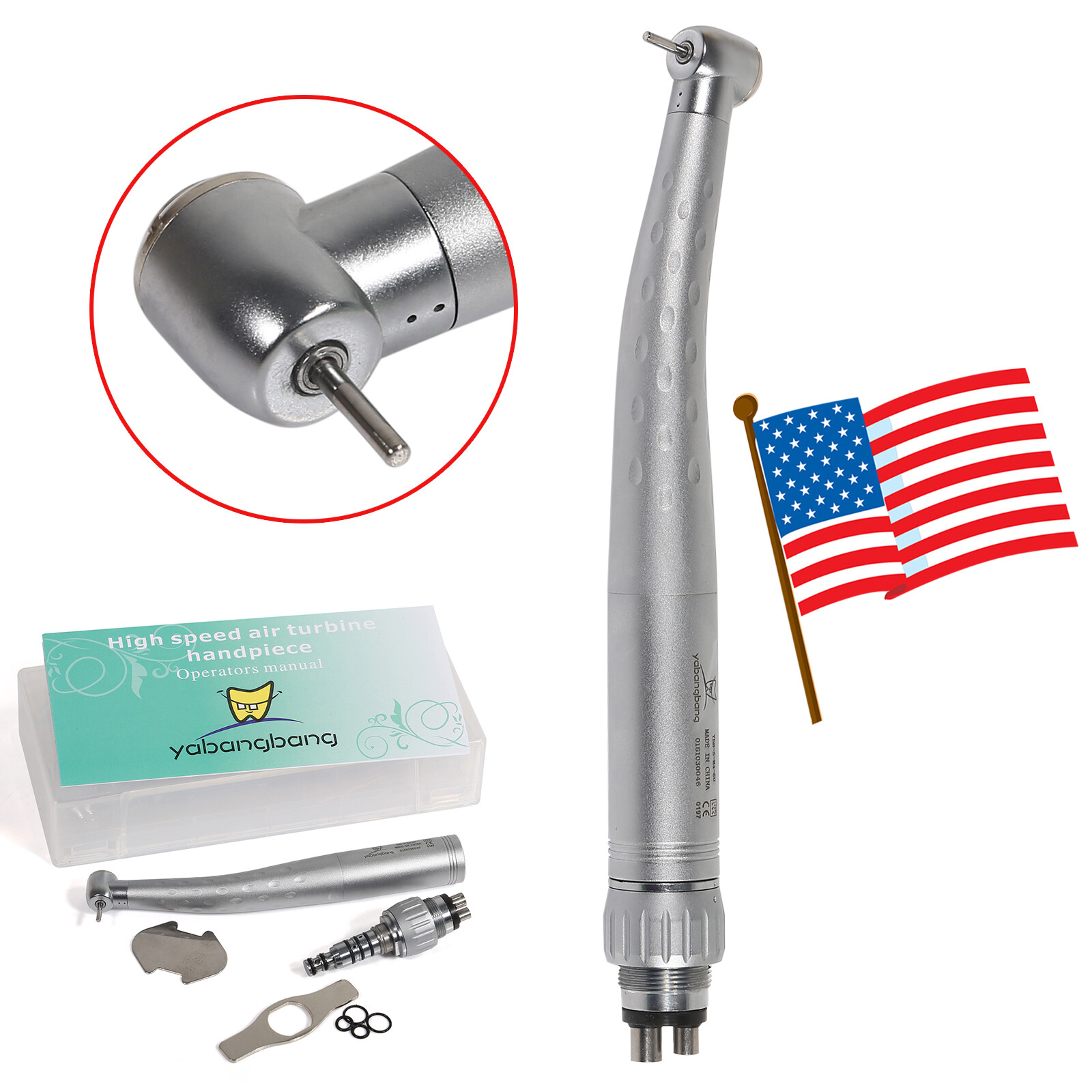1-10 Yabangbang Dental High Speed Turbine Handpiece with 4Holes Quick Coupler