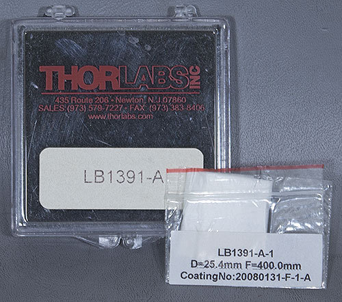 NEW Thorlabs LB1391-A N-BK7 Bi-Convex Lens, Ø1″, f=400.0 mm, ARC:350-700nm