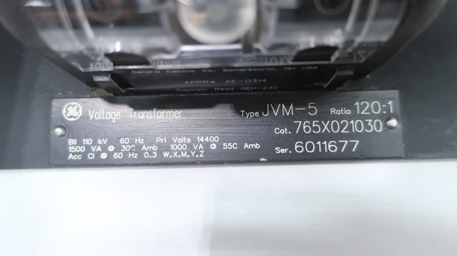 General Electric Ge JVM-5 765X021030 Voltage Transformer 14400v-ac 1500va 120:1