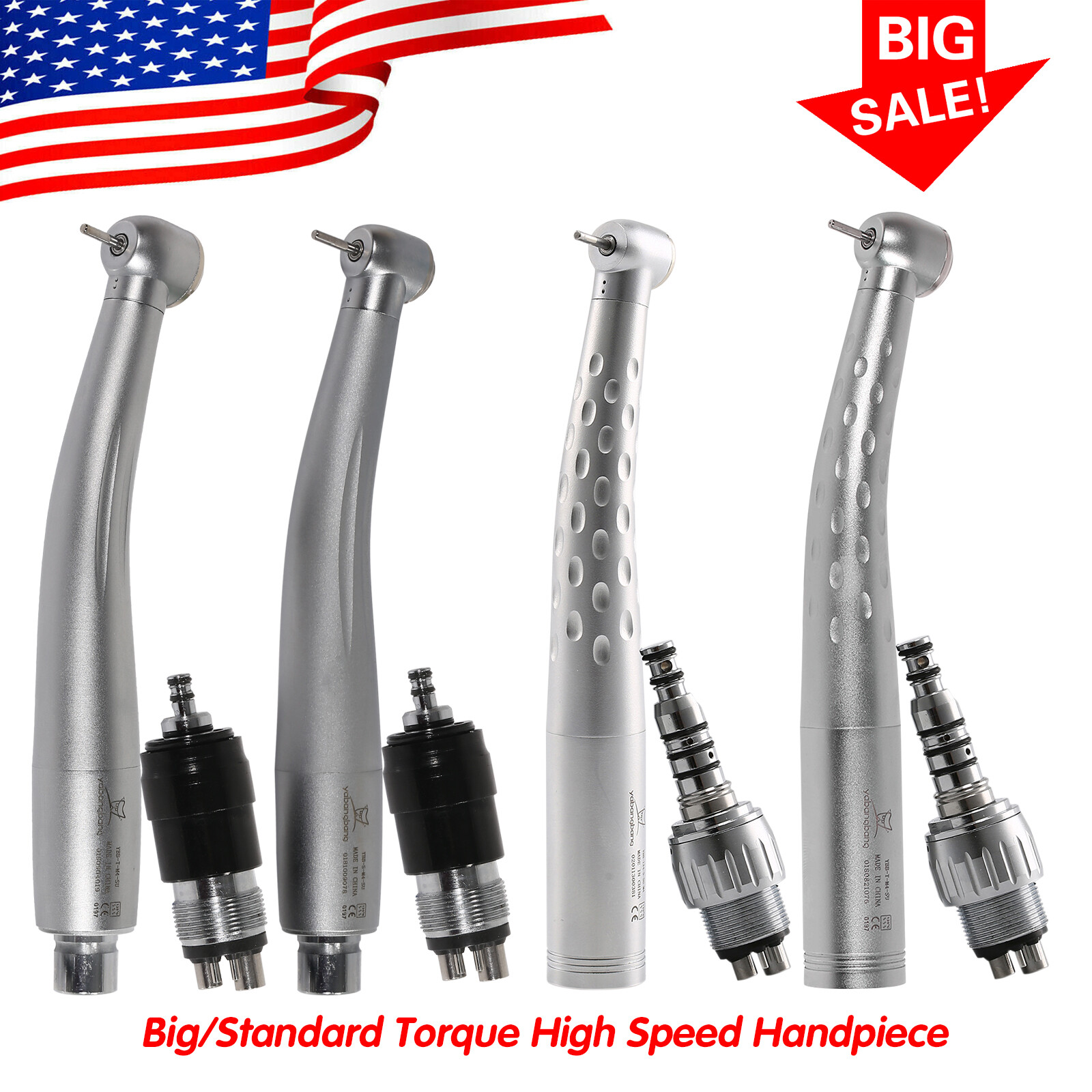 Yabangbang Dental High Speed Handpiece with 4 Holes Quick Coupler 360° Swivel
