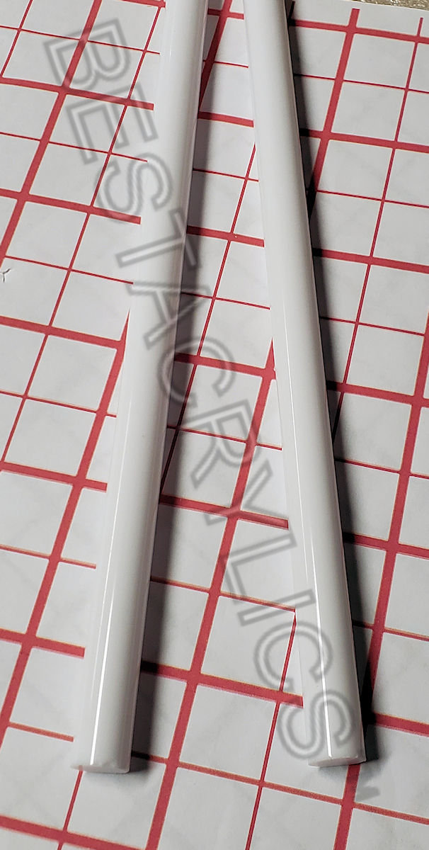 2 PC WHITE OPAQUE 1/2” DIAMETER 12” INCH LONG ACRYLIC PLEXIGLASS COLOR ROD CLEAR