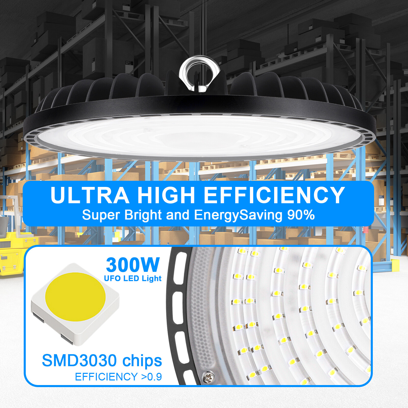 8Pack 300W Led UFO High Bay Light Commercial Industrial Warehouse Gym Shop Light