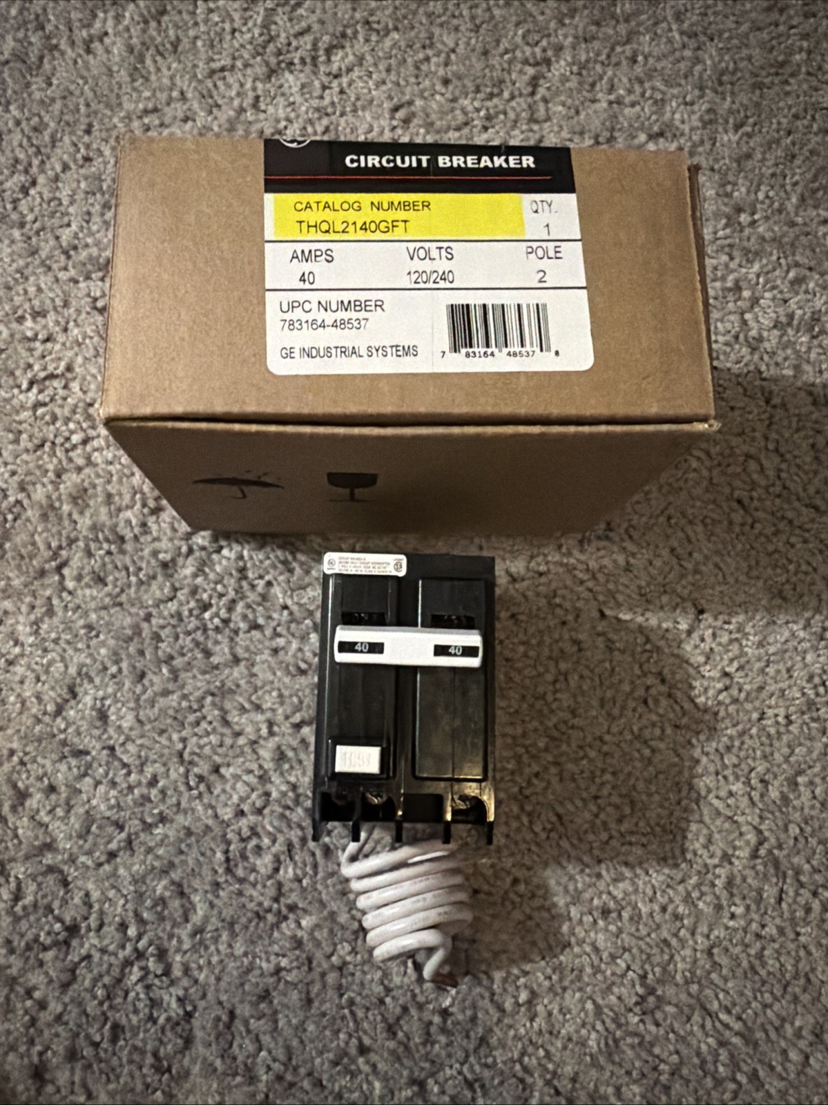 GE THQL2140GFT 2 Pole 40A GFCI Breaker Brand New