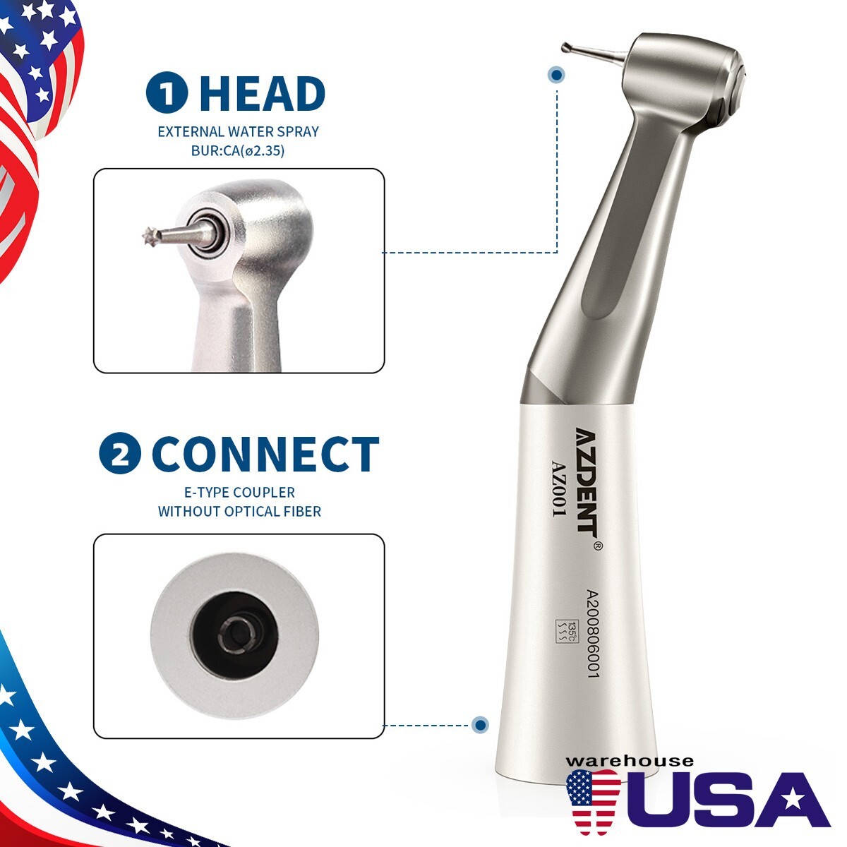 AZDENT Dental Slow Low Speed Handpiece/Polishing Burs Brush Disc Wheel HP /RA
