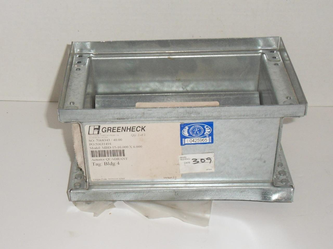 Greenheck MBD-15 10.000 x 6.000 Damper Assy