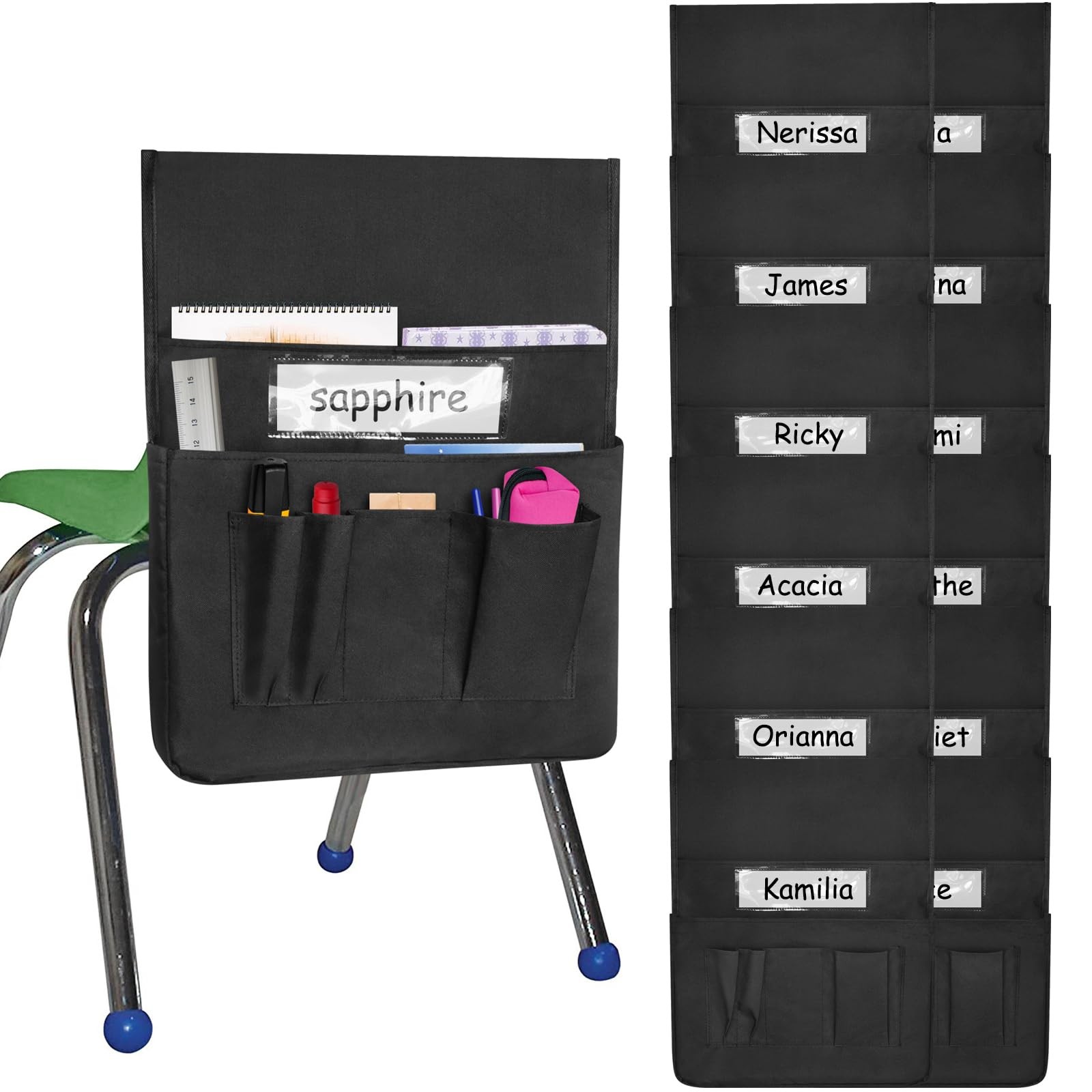 Chair Pockets for Classroom 15 x 19 Inch Chairback Buddy Pocket Chart Seat Ba…