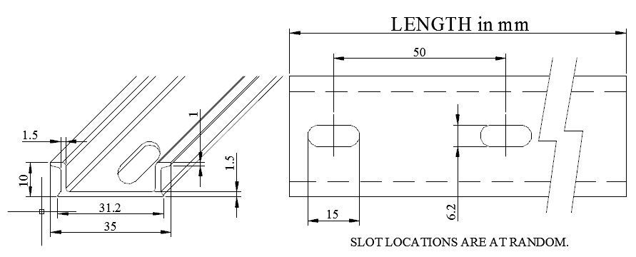 DIN Rail, 400 mm (~16 (15.7) Inch) NEW Pre-Cut 35x10mm Heavy Aluminum, Slotted
