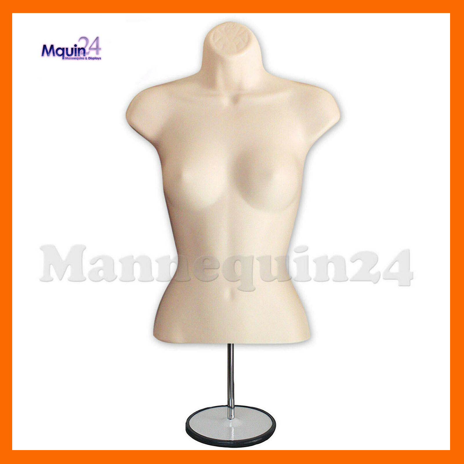 Female Mannequin Form Flesh + Metal Stand + Hanging Hook / Women Torso Display