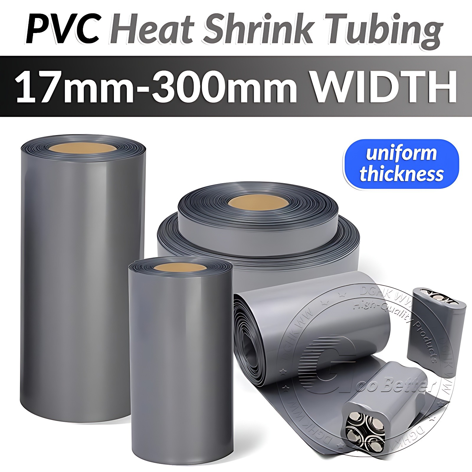 PVC Heat Shrink Tubing Wrap RC Battery Pack 17mm-200mm Wide LiPO NiMH NiCd Grey