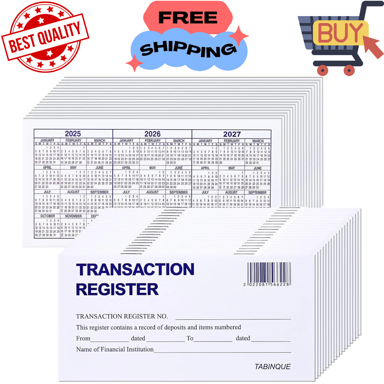 24 PCS Check Registers for Personal Checkbook, Easy to Read Checkbook Register