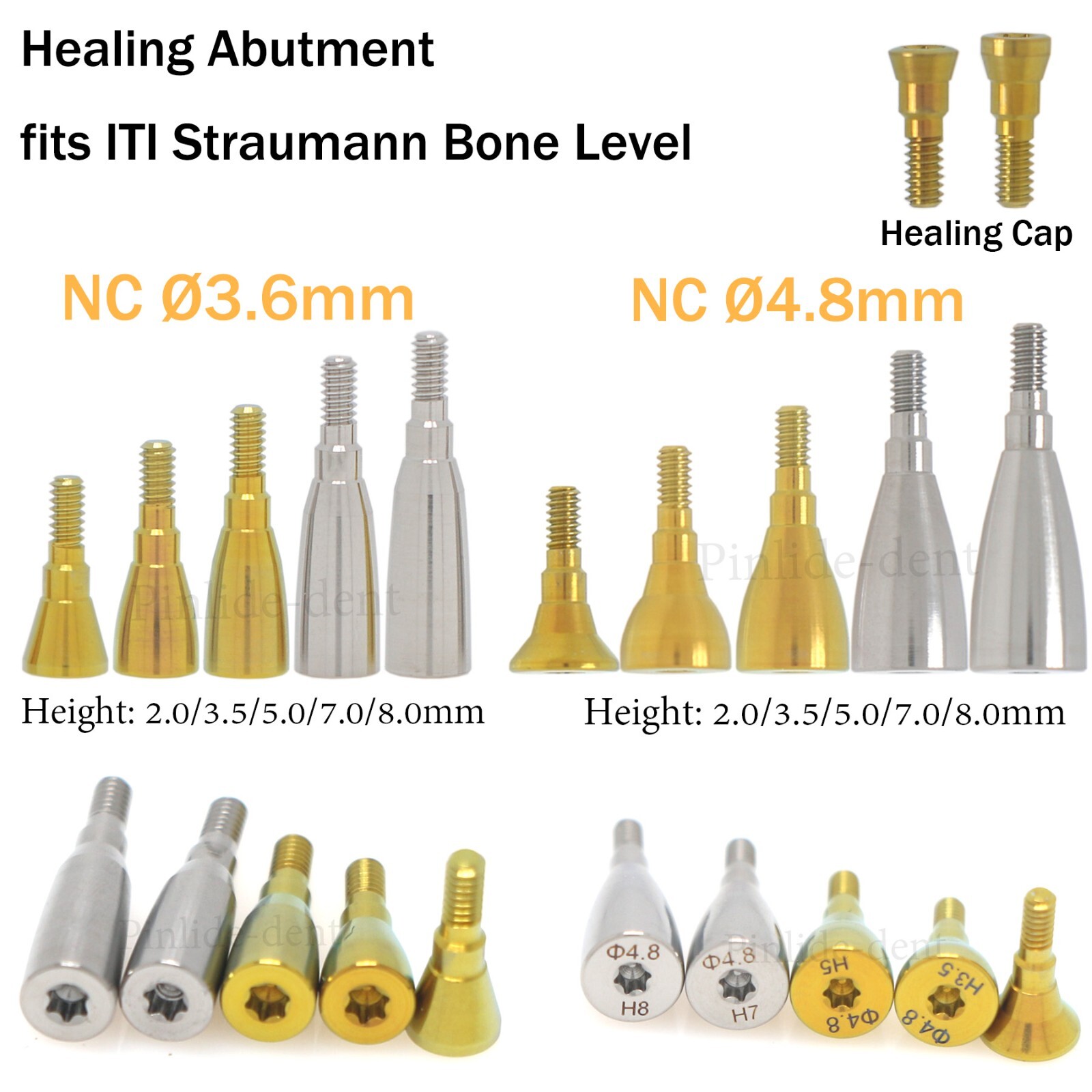 Dental Healing Abutment NC Ø3.6/4.8mm Dia Cover Screw fits ITI Straumann BL/BLT