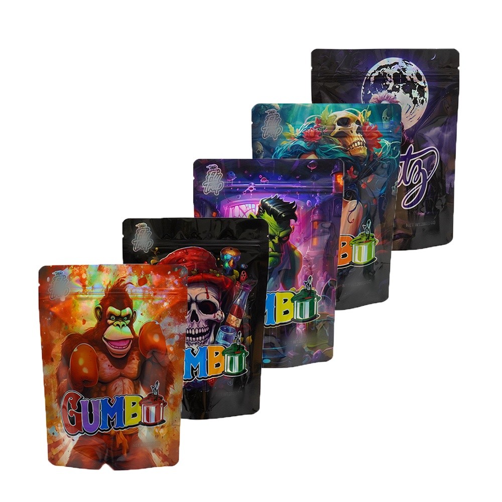 28g Mylar Zipper Bags | 5 Designs Mixed Horror Cartoon Packaging Bags for Gummy