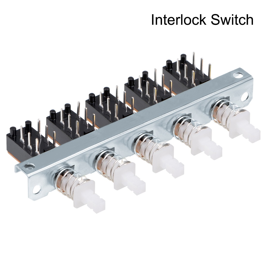 Interlock Push Button Switch Piano Type DPDT 6 Pins 5 Row