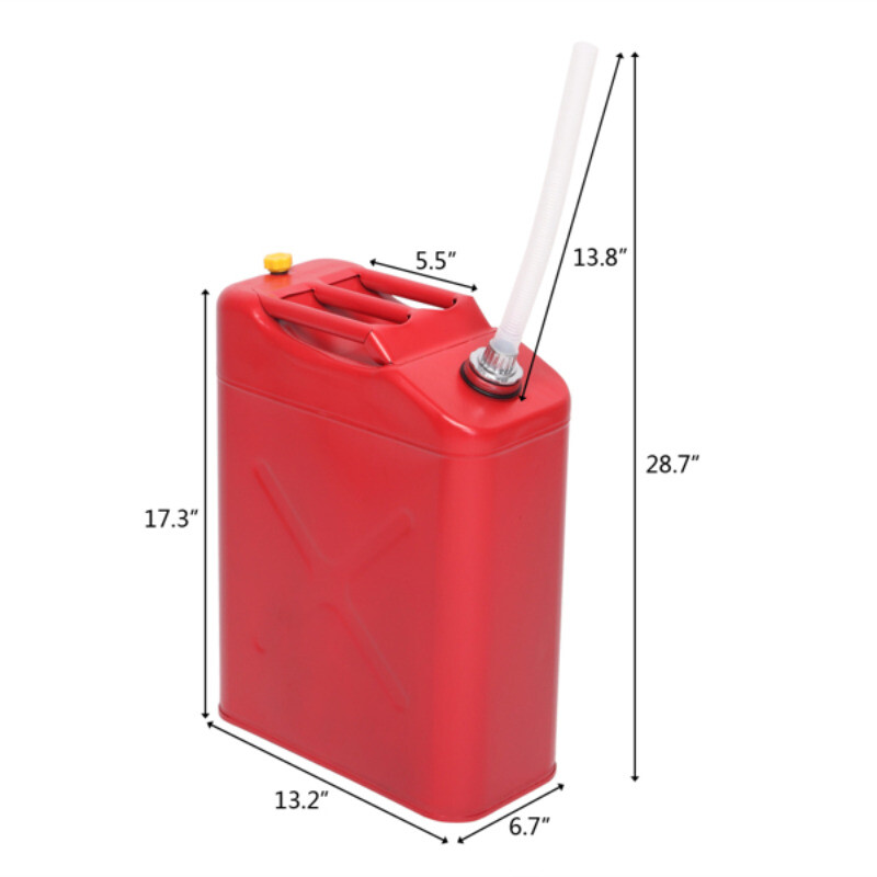 20L Cold-rolled Plate Petrol Diesel Oil Drum Red w/Plastic Oil Drain Pipe