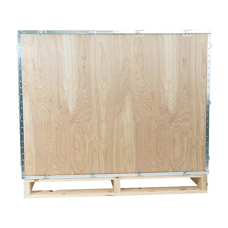 Zoro Select Bns12 35 3/16 In X 30 1/2 In Shipping Crate, Brown, Steel, Plywood,