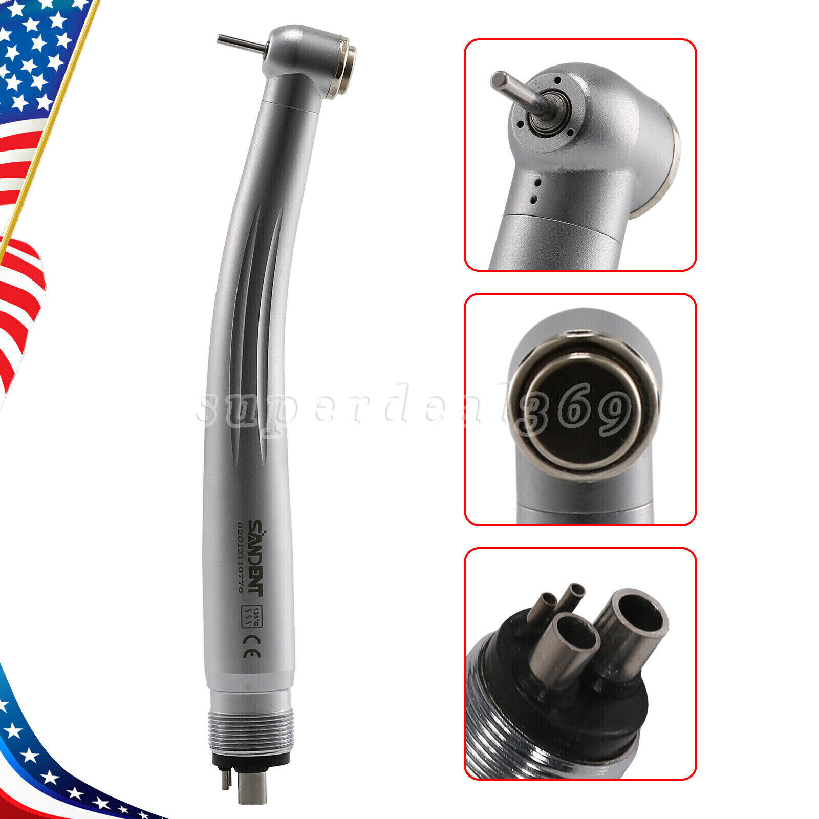 SANDENT NSK PANA MAX Style Dental High Speed Turbine Handpiece Push Button Clean