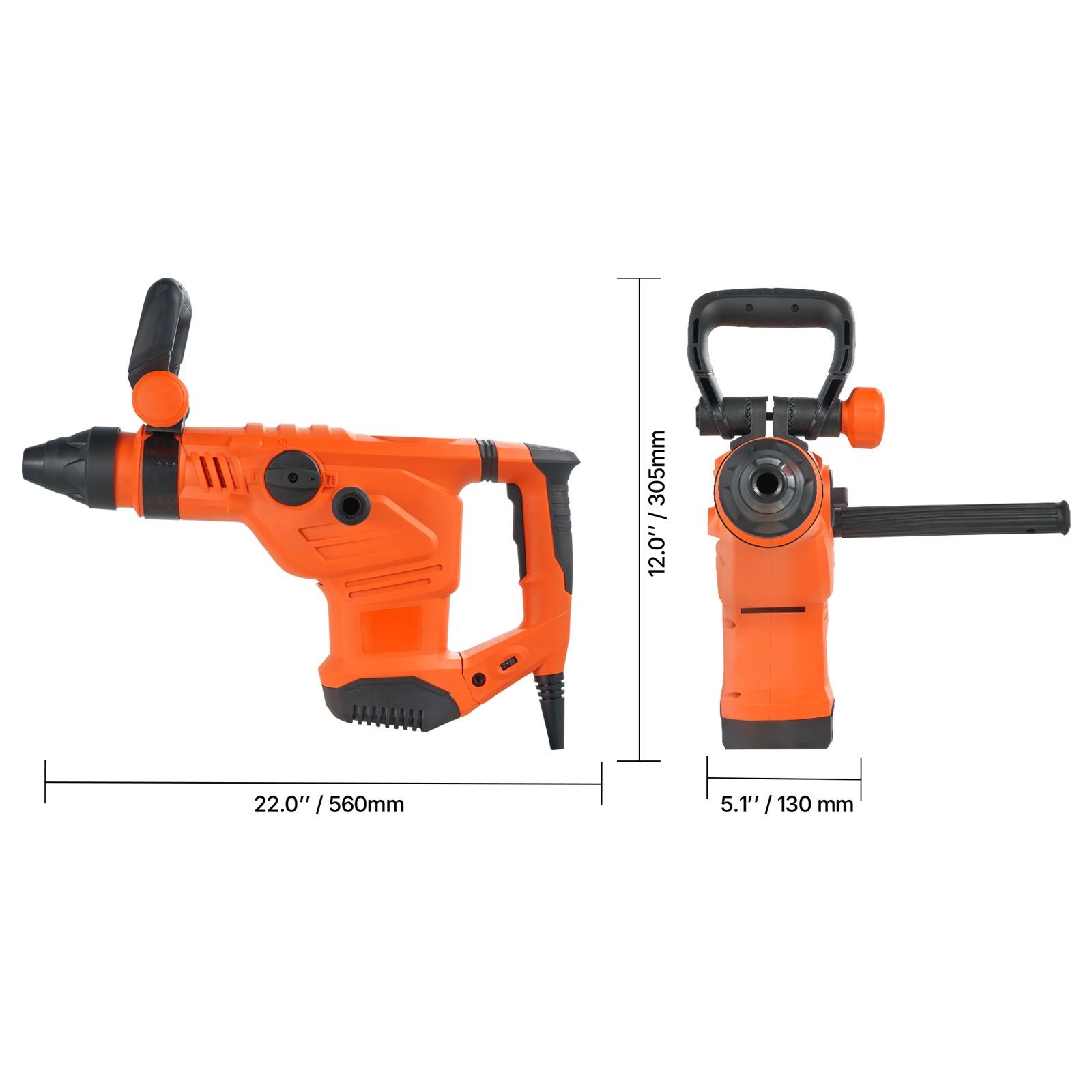Corded Hammer Drill, 1600W 175 – 350RPM SDS – Max Rotary Hammer, 3 Functions for