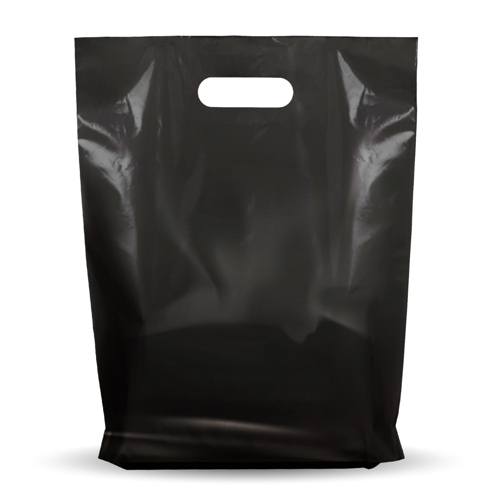 100 Pack 12″ x 15″ with 1.25 mil Thick Black Merchandise Plastic Glossy Bags