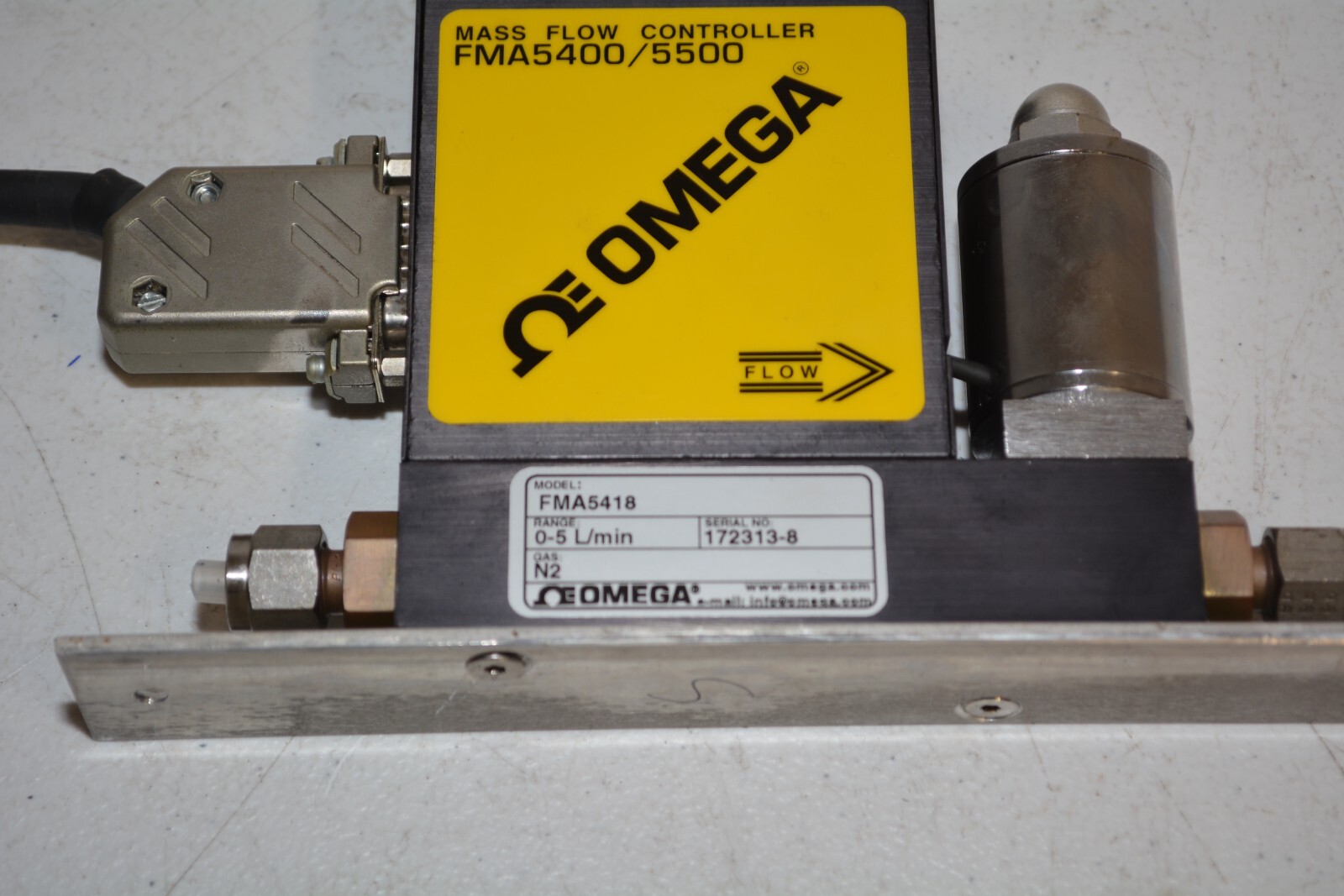 ^ Omega FMA5418 Mass Flow Controller 0-5 L/min N2 Gas #W5316