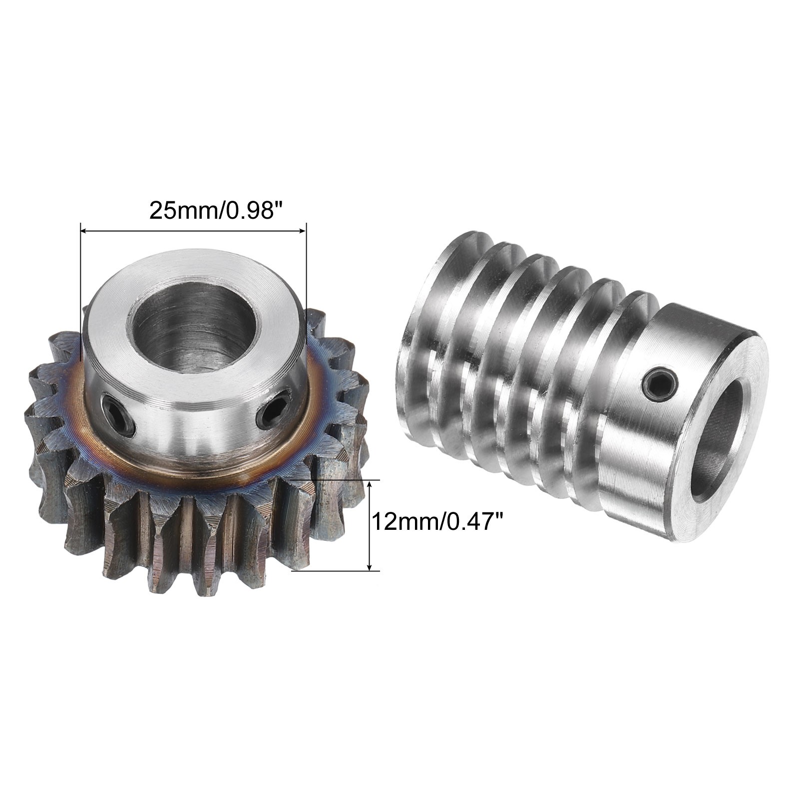 Worm Gear Set 1.5 Module 20:1 Reduction Rate Gear-12mm ID 33mm OD, Rod 15mm Bore
