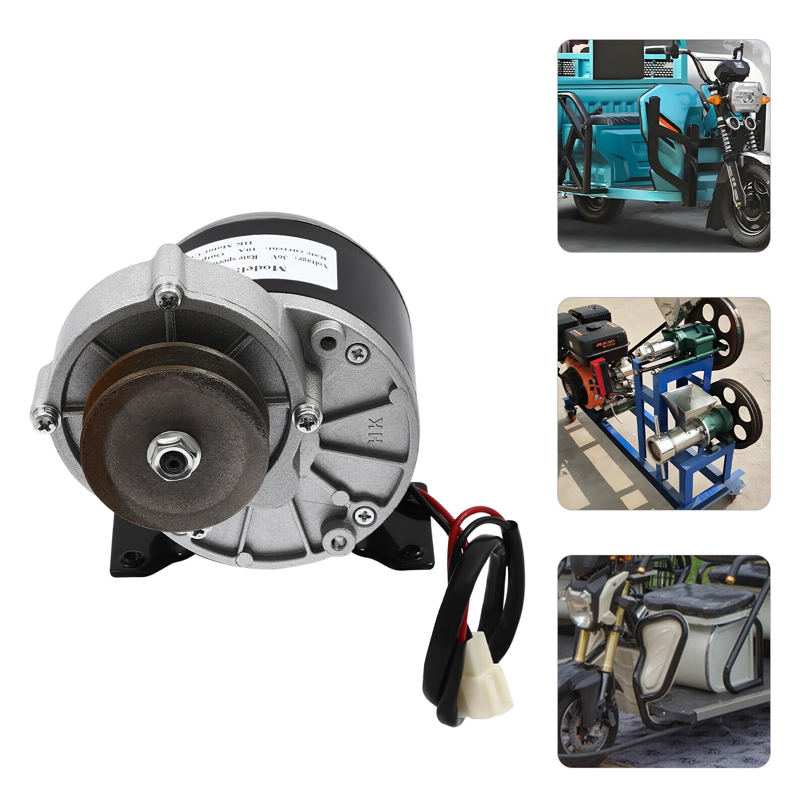 250W Gear Electric Motor Gear Motor Brushed Reduction Motor w/ Belt Pulley 36VDC
