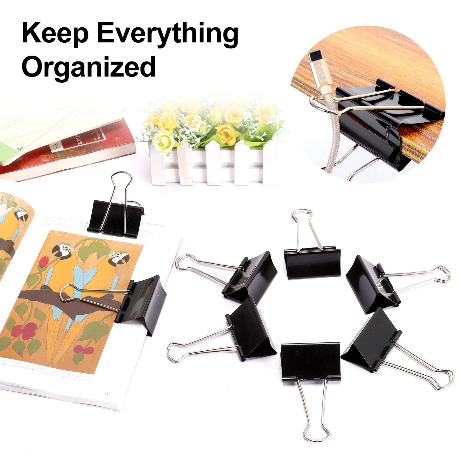 Extra Large Binder Clips 2.4 Inch Length, Jumbo Binder Clips for Office (8 Pcs)