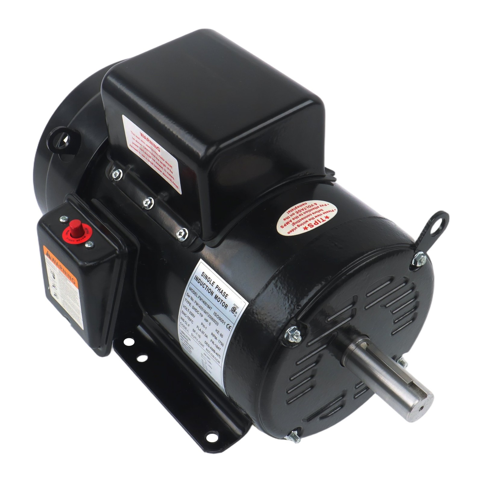 1800 RPM 5HP Farm Duty Motor Single Phase TEFC 184T 208/230V 4-Pole 60Hz