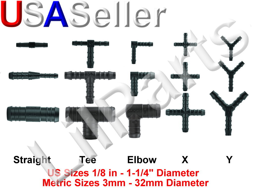 Vacuum Air Fuel Water Line Tube Hose Barbed Connector Coupling Tee Elbow T X Y
