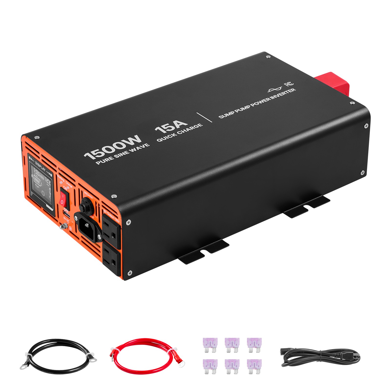 Uimoso 1500W Sump Pump Backup System with LCD and Pure Sine Wave Inverter