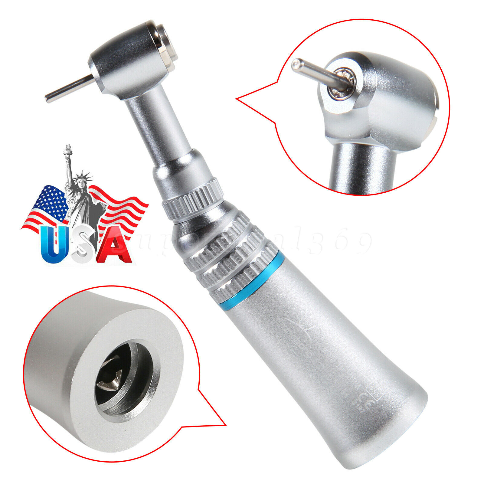 5Pcs Dental Low Speed Push Button Contra Angle Handpiece Fit FG1.6mm burs Yabang